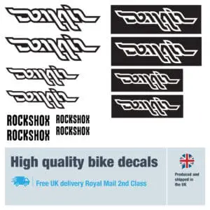 Rockshox Domain bike decals labels with free bike protection (26 pack) - 20+ colours