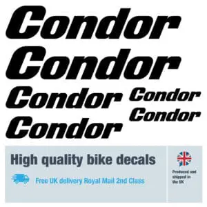 Condor bike decals. Replacement vinyl stickers for Condor frames.