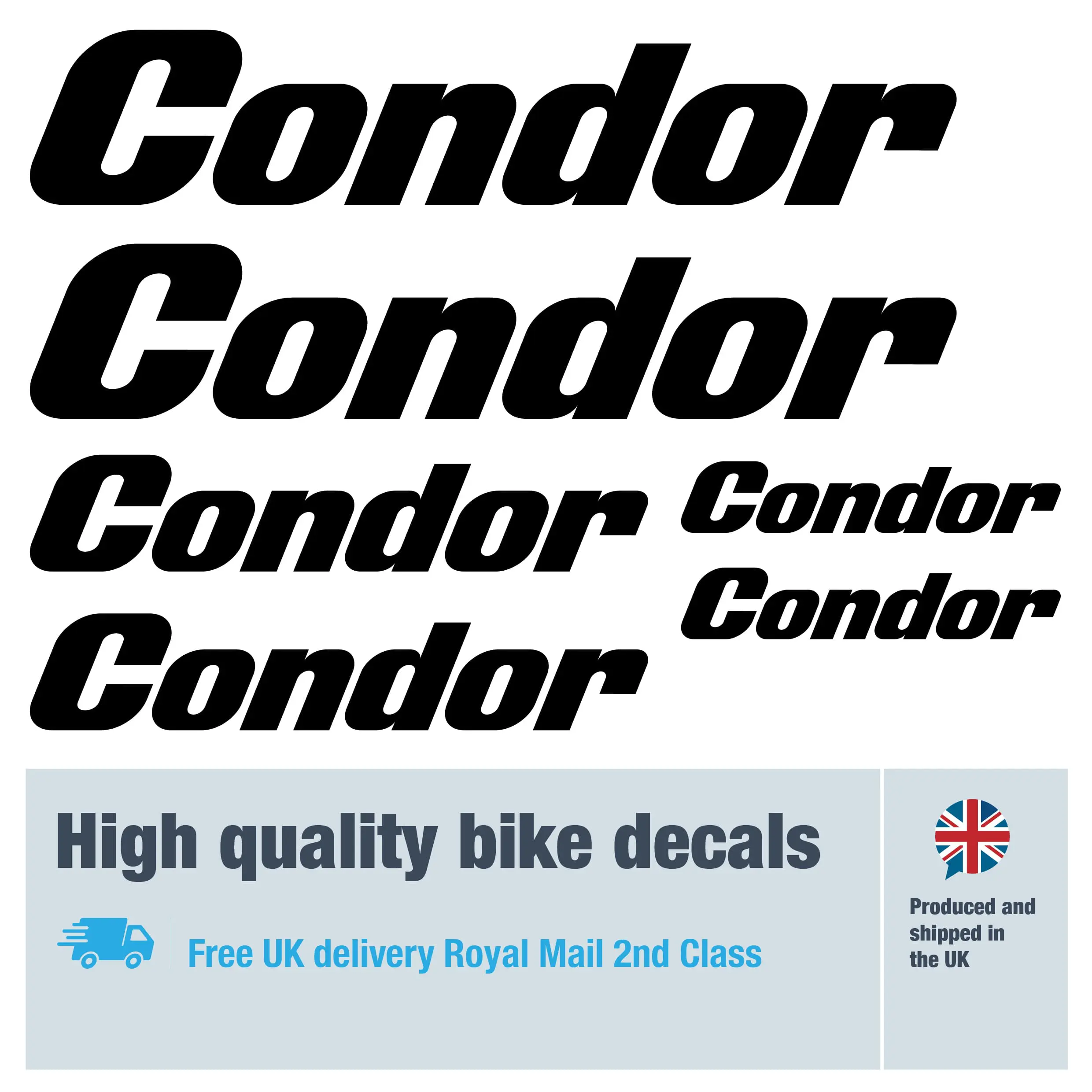 Condor bike decals. Replacement vinyl stickers for Condor frames.