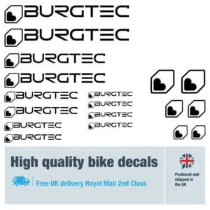 Burgtec bike decal set. Replacement vinyl stickers for Burgtec frames.
