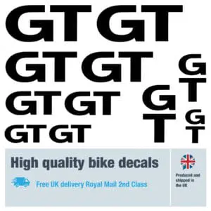 GT 2025 bike decal set. Replacement vinyl stickers for GT 2025 frames.