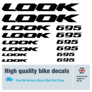 Look 695 bike decal set. Replacement vinyl stickers for Look 695 frames.