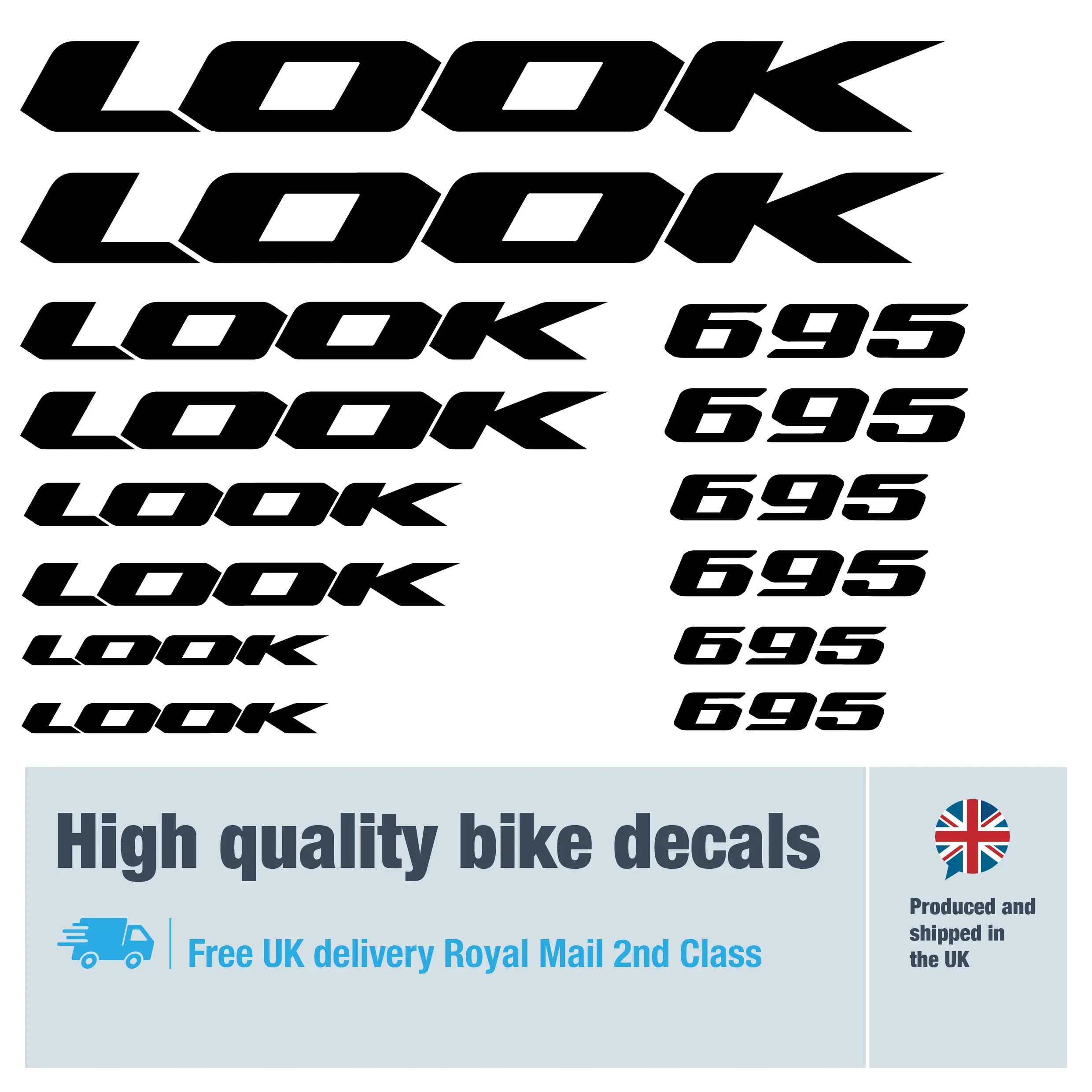 Look 695 bike decal set. Replacement vinyl stickers for Look 695 frames.