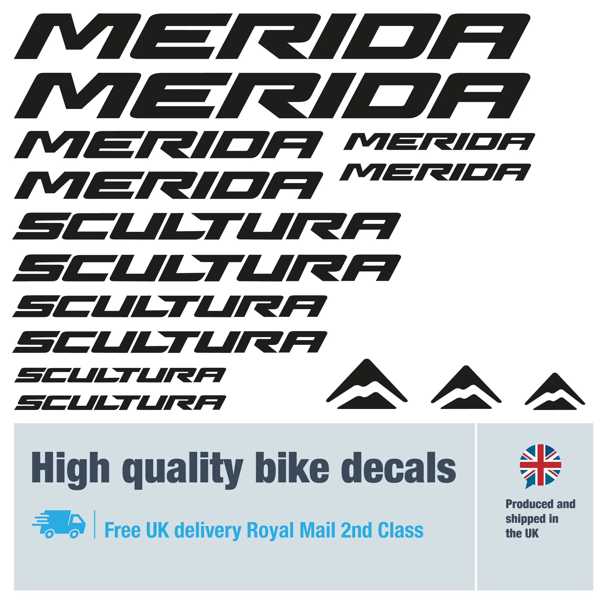 Merida Scultura bike decal set. Replacement vinyl stickers for Merida Scultura frames.