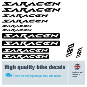 Saracen classic bike decal set. Replacement vinyl stickers for Saracen classic frames.