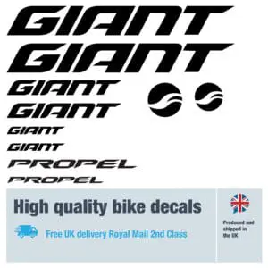 Giant Propel bike decal set. Replacement vinyl stickers for Giant Propel frames.