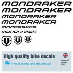 Mondraker bike decal set. Replacement vinyl stickers for Mondraker frames.