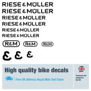 Riese&Muller bike decal set. Replacement vinyl stickers for Riese&Muller frames.