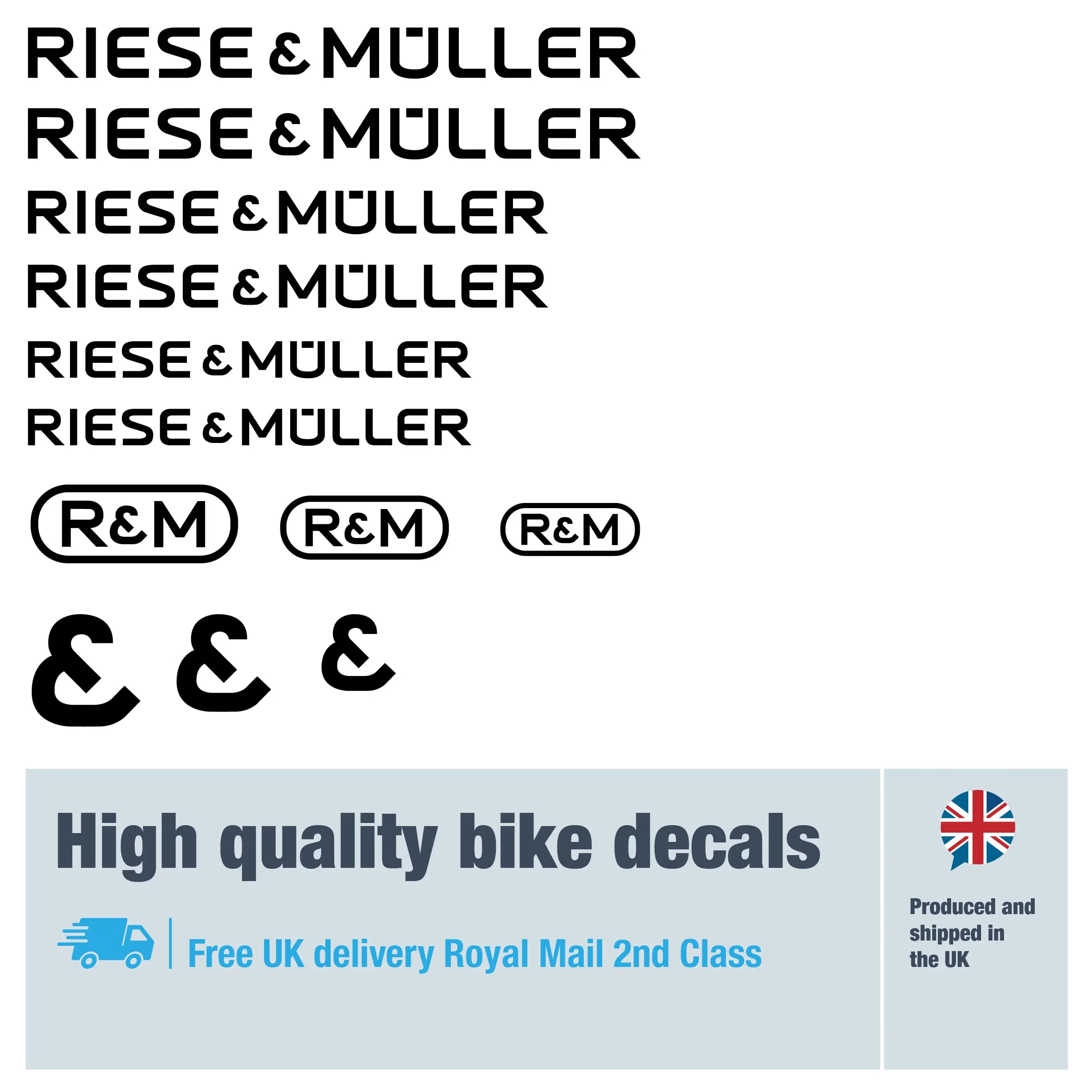 Riese&Muller bike decal set. Replacement vinyl stickers for Riese&Muller frames.