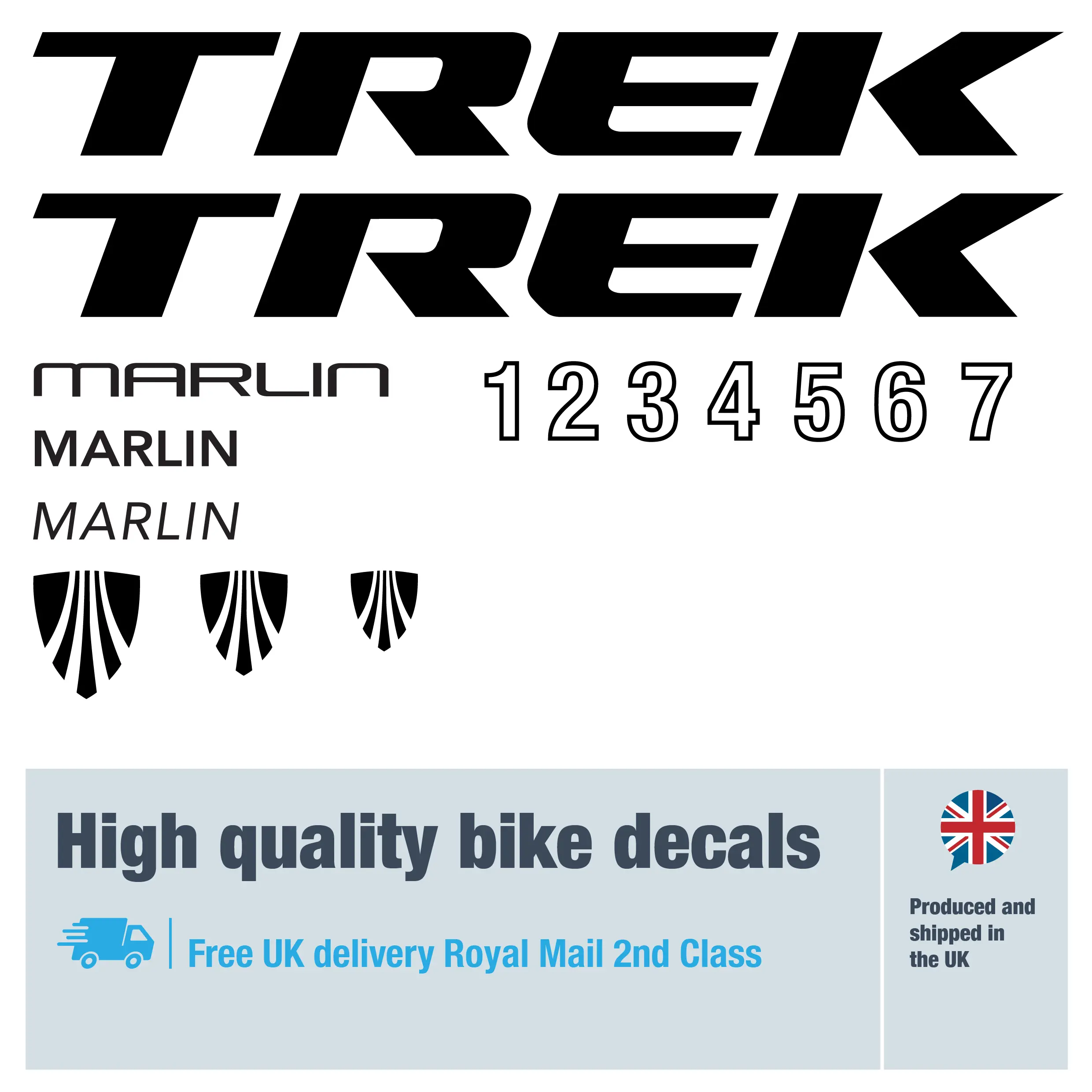 Trek Marlin decal set. Replacement vinyl stickers for Trek Marlin frames.
