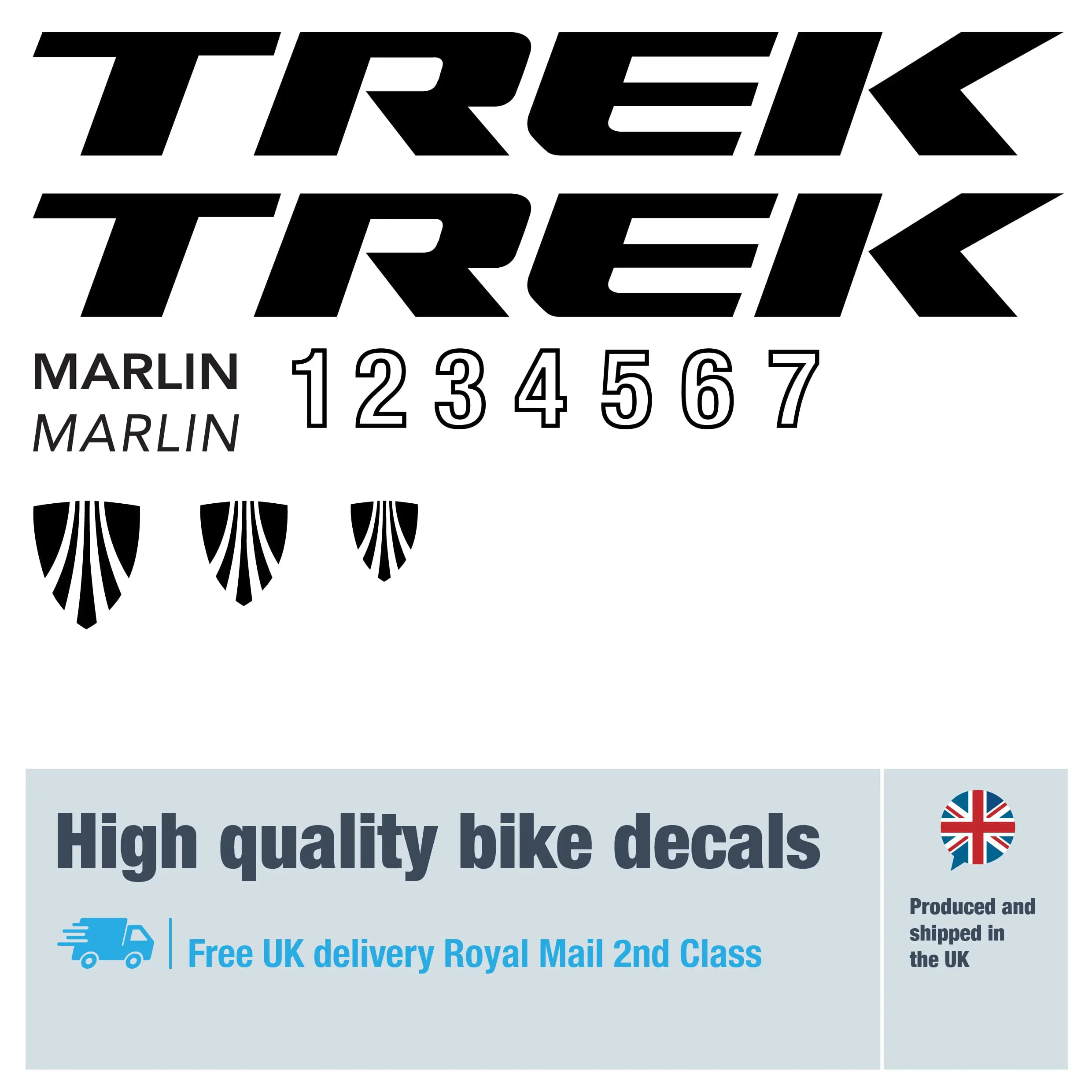 Trek Marlin bike decal set. Replacement vinyl stickers for Trek Marlin frames.