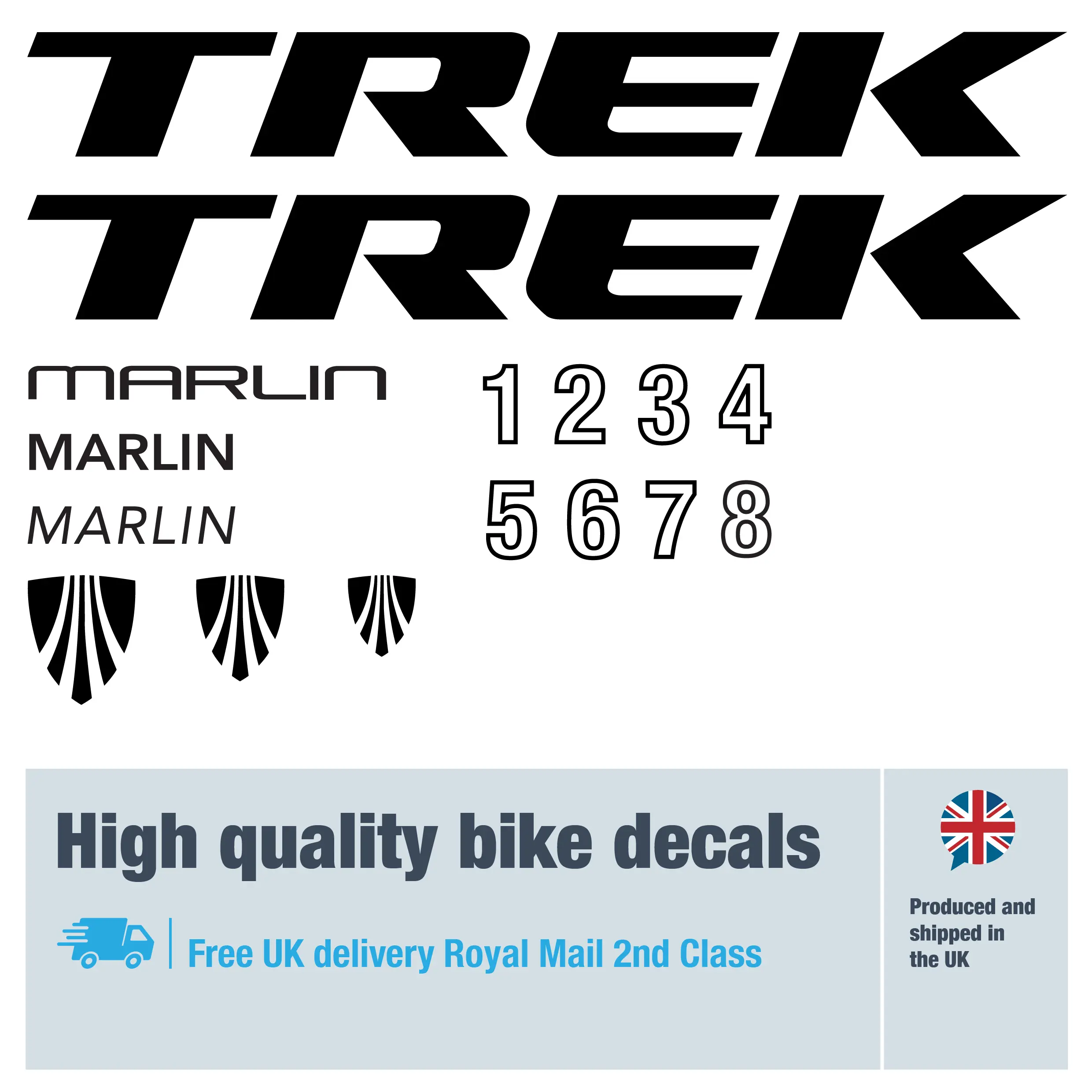 Trek Marlin decal set. Replacement vinyl stickers for Trek Marlin frames.