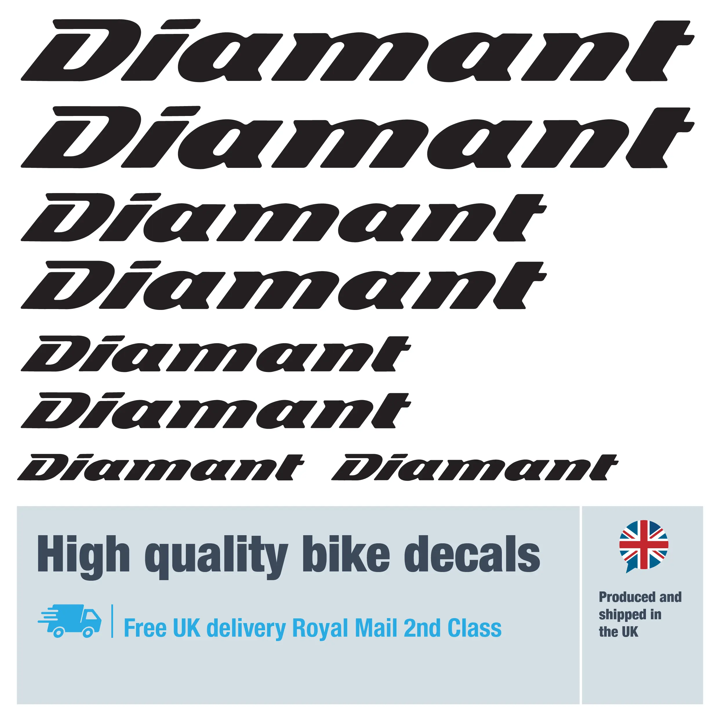 Diamant bike decal set. Replacement vinyl stickers for Diamant frames.