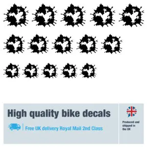 Frog splash decal set. Replacement vinyl stickers for Frogs frames.