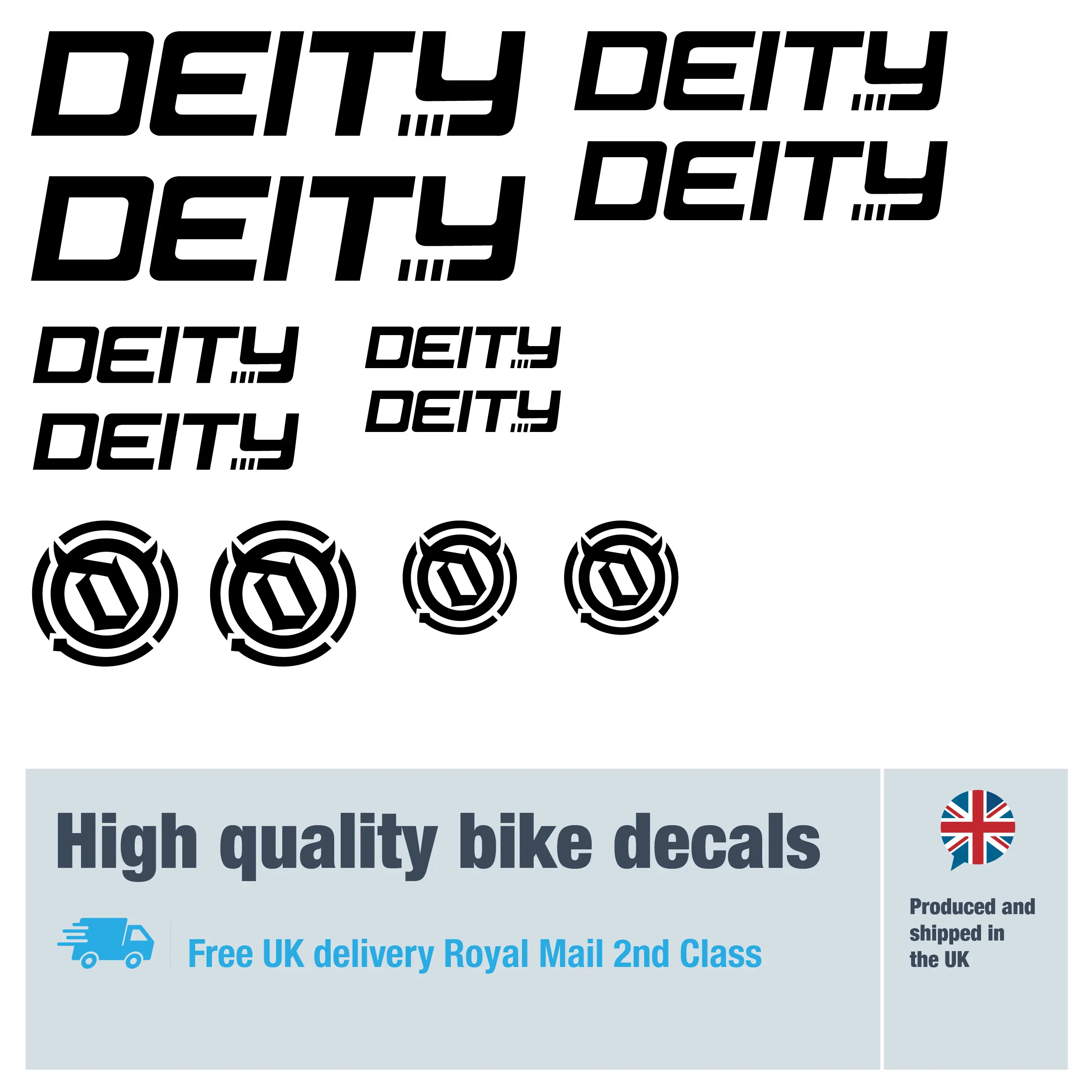 Deity decal set. Replacement vinyl stickers for Deity.