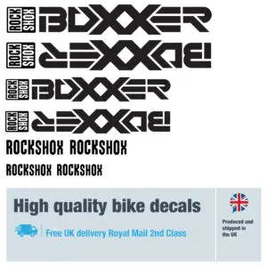 Rockshox Boxxer unblocked bike fork decal set. Replacement vinyl stickers for Rockshox forks