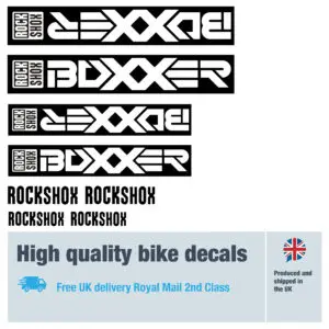 Rockshox Boxxer blocked bike fork decal set. Replacement vinyl stickers for Rockshox forks