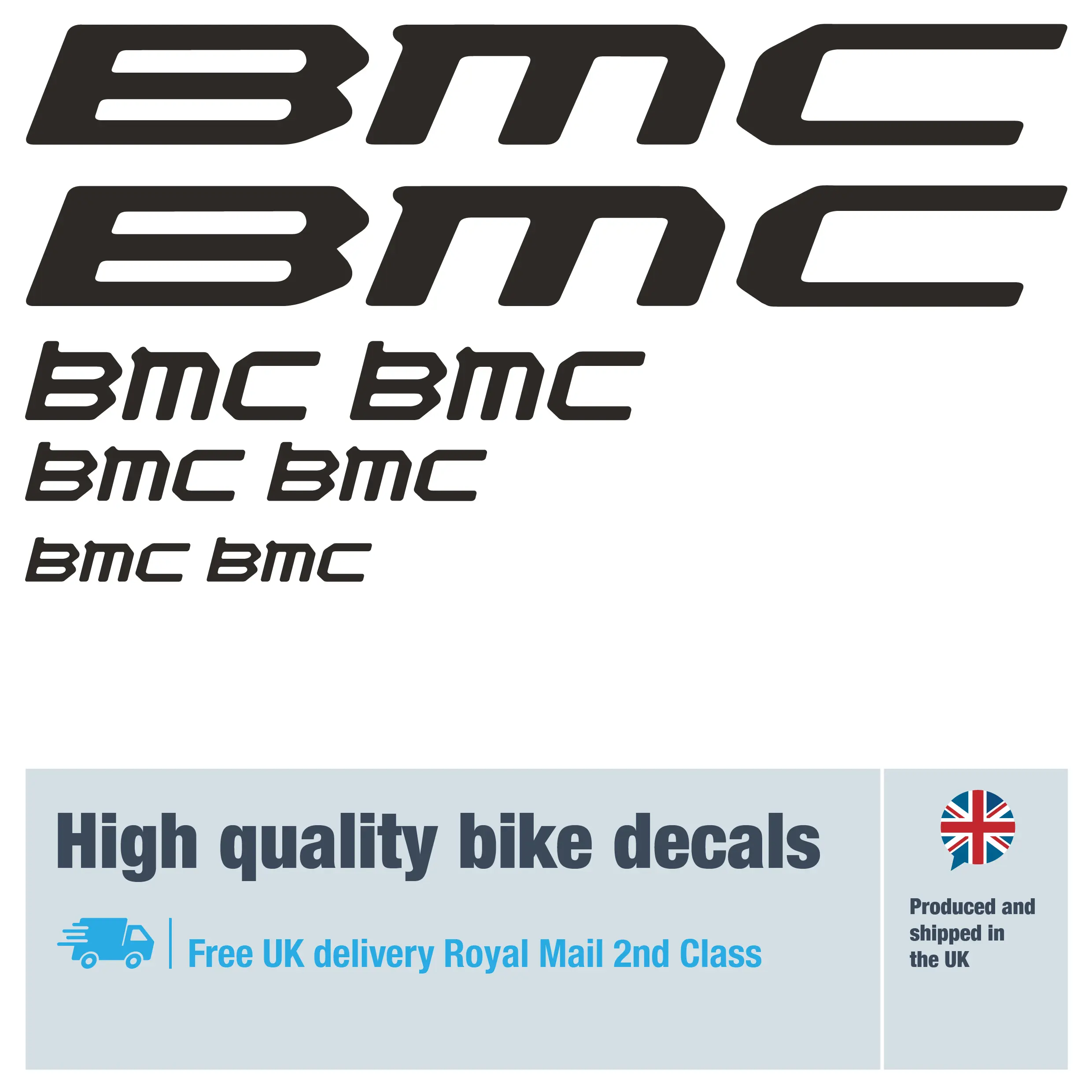 BMC solid bike decal set. Replacement vinyl stickers for BMC frames