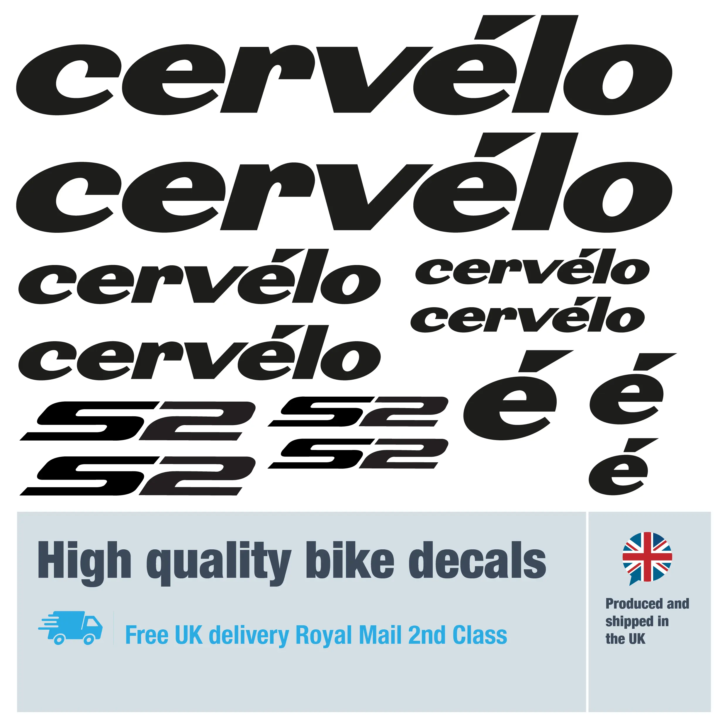 Cervelo S2 new bike decals. Replacement vinyl stickers for Cervelo frames