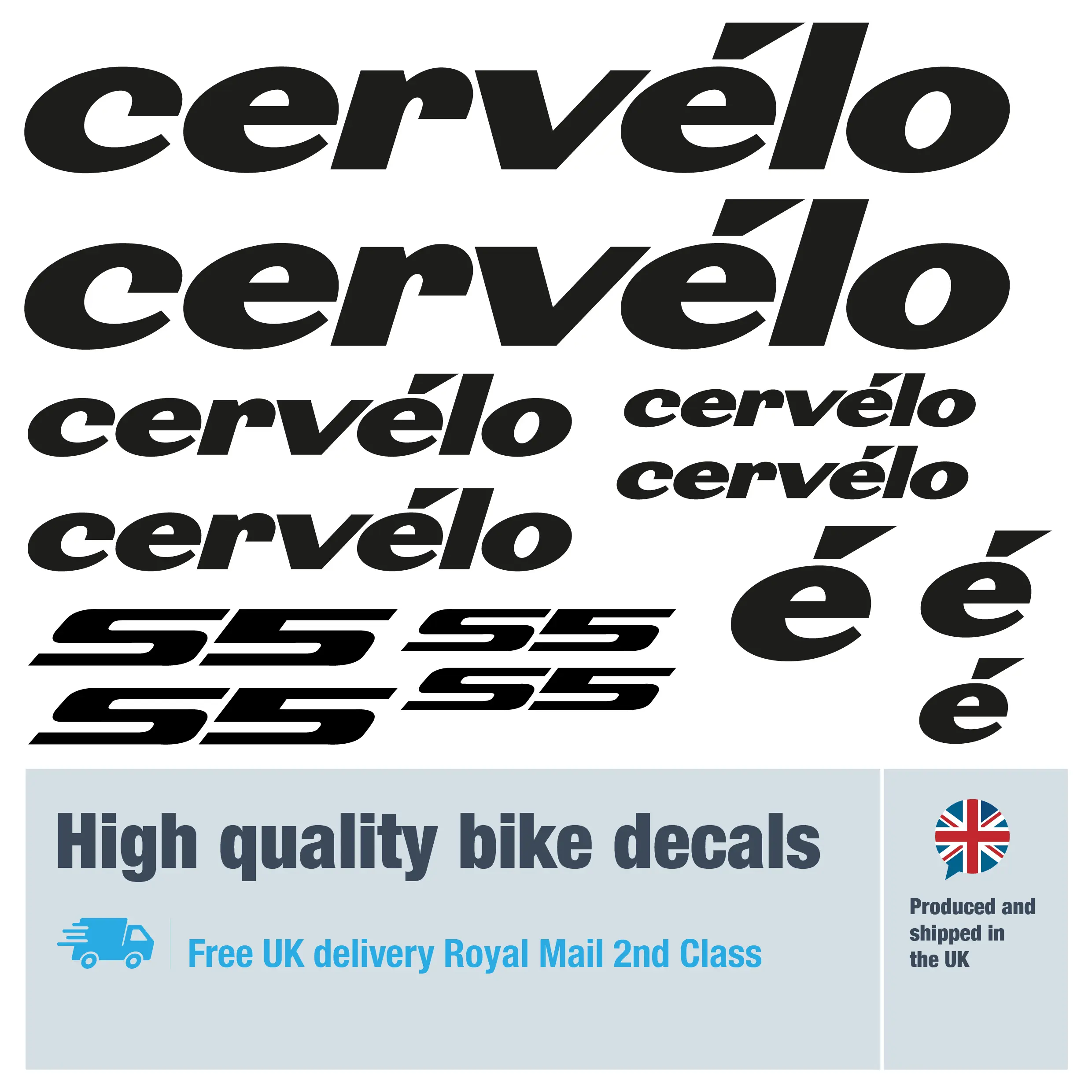 Cervelo S5 new bike decals. Replacement vinyl stickers for Cervelo frames