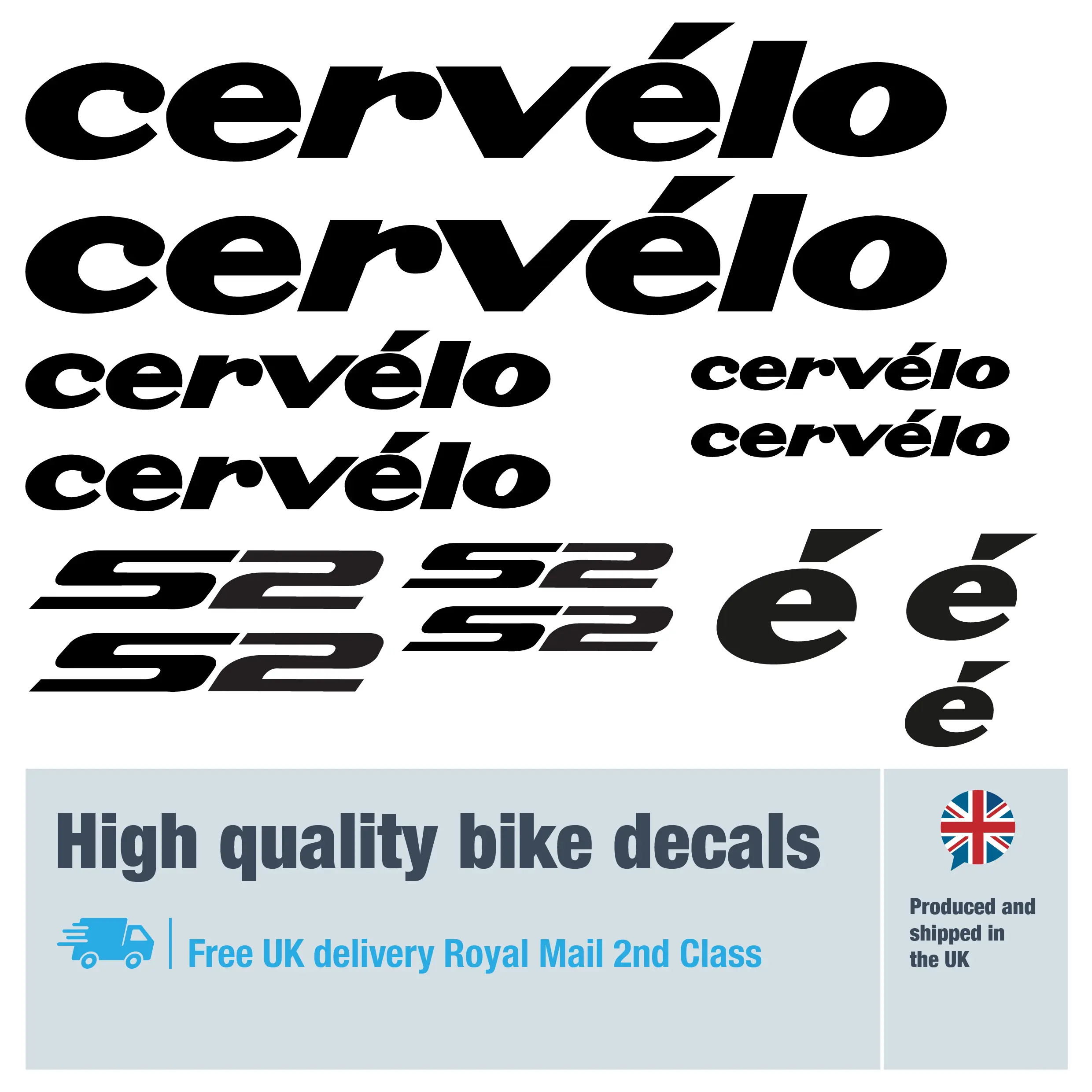 Cervelo S2 bike decals. Replacement vinyl stickers for Cervelo frames