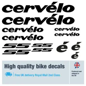 Cervelo S5 bike decals. Replacement vinyl stickers for Cervelo frames