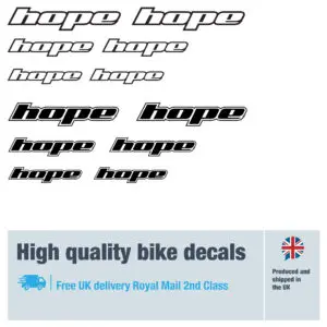 Hope bike decals. Replacement vinyl stickers for Hope frames