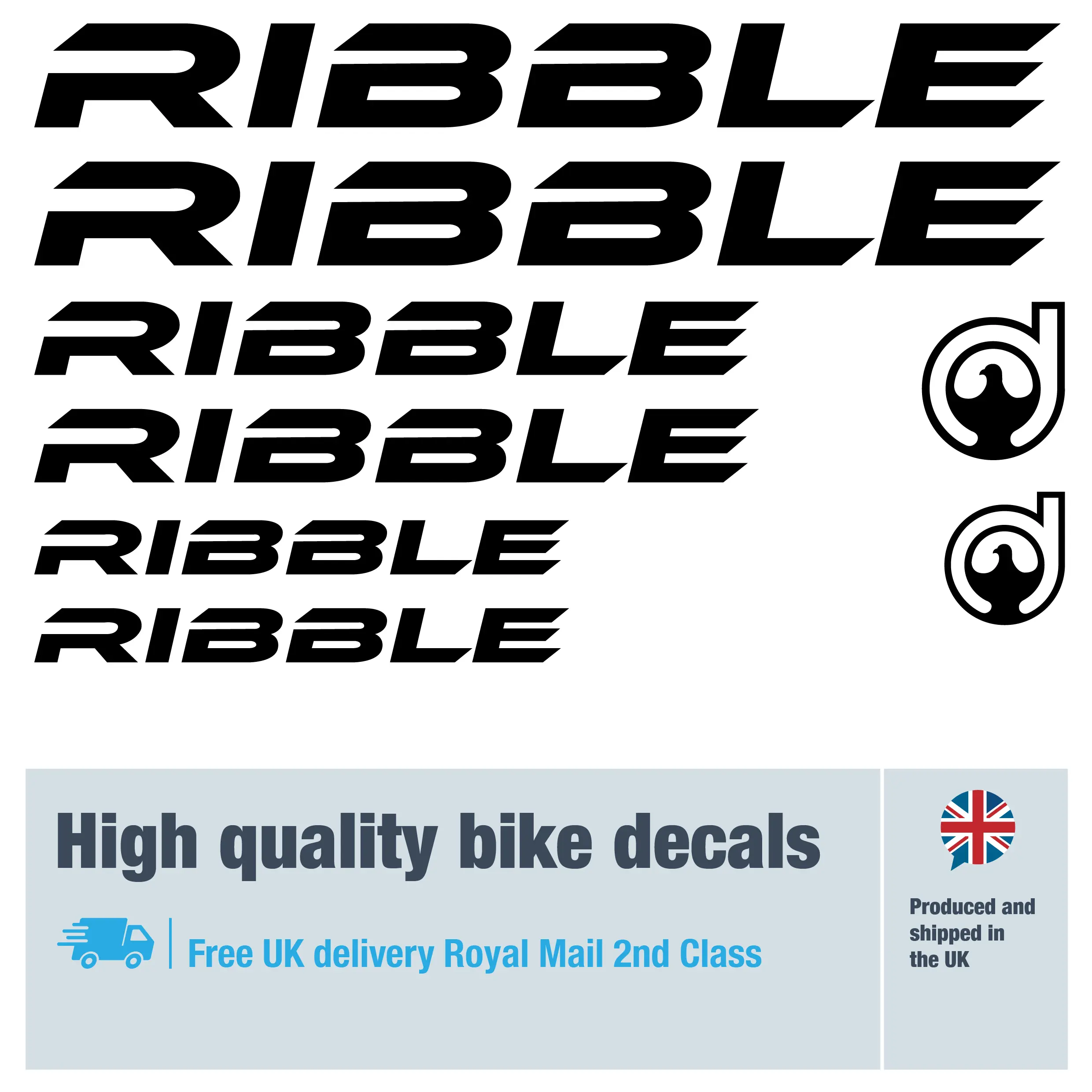 Ribble classic bike decal set. Replacement vinyl stickers for Ribble classic frames.