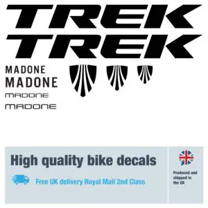 Trek Madone bike decal set. Replacement vinyl stickers for Trek Madone