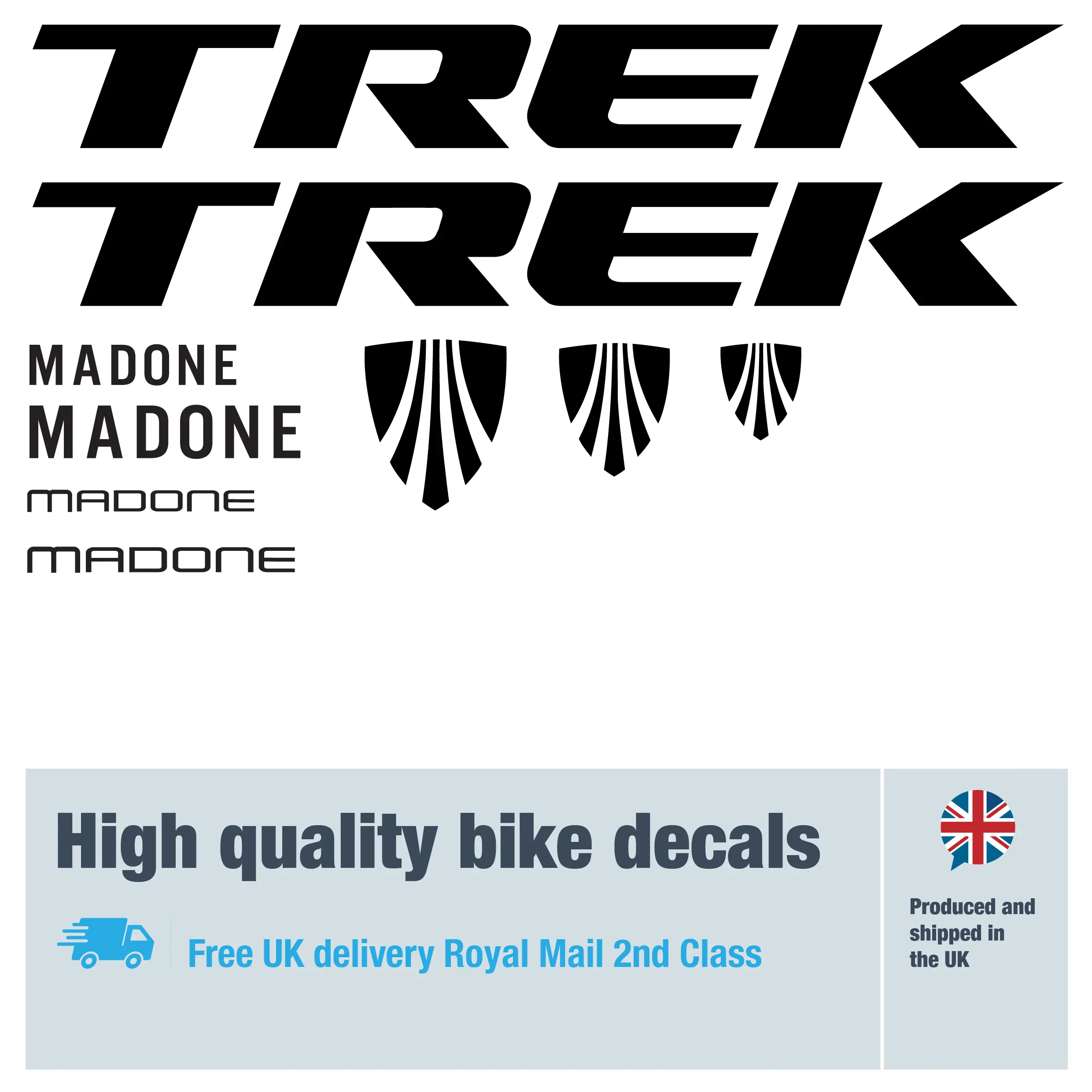 Trek Madone bike decal set. Replacement vinyl stickers for Trek Madone
