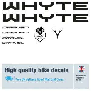 Whyte Gisburn bike decal set. Replacement vinyl stickers for WHYTE frames.