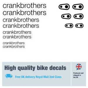 Crank Brothers bike decal set in black. Replacement vinyl stickers for bike frames.