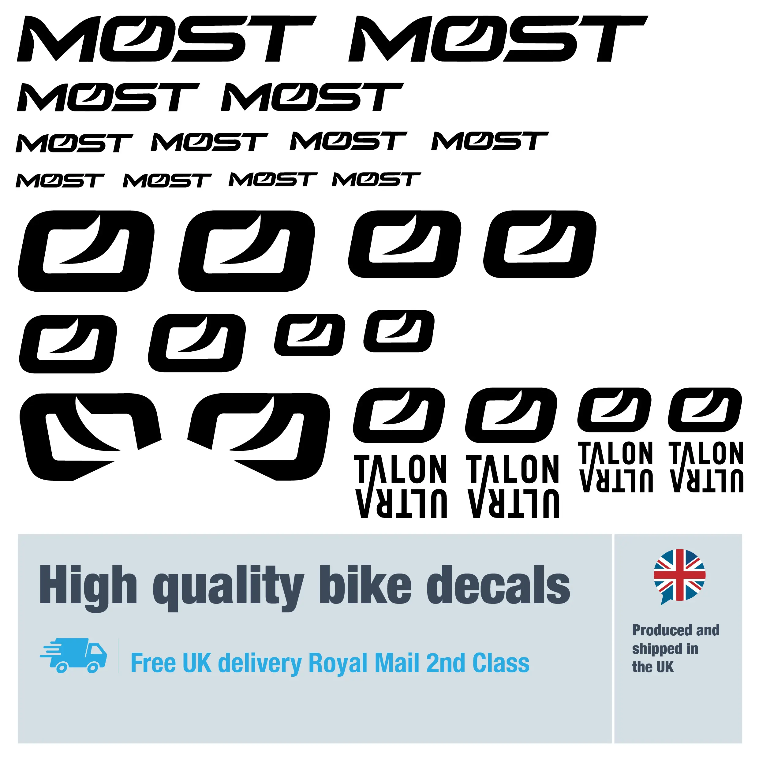 Most bike decal set in black. Replacement vinyl stickers for PInarello bike frames.