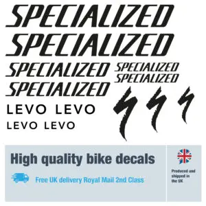 Specialized LEVO bike decal set in black. Replacement vinyl stickers for Specialized frames.