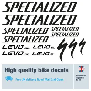 Specialized LEVO SL decal set in black. Replacement vinyl stickers for Specialized frames.