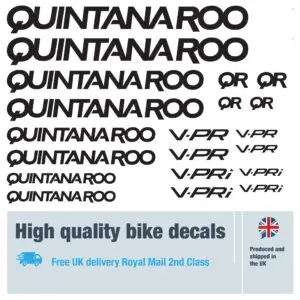 Qintana Roo bike decal set. Replacement vinyl stickers for Qintana Roo bike frames.
