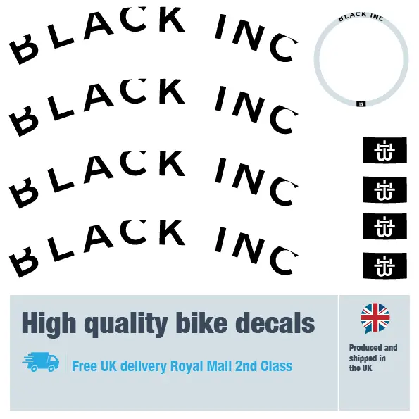 Black IncL bike decal set in black. Replacement vinyl stickers for Black Inc bike frames.