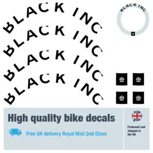 Black Inc bike decal set in black. Replacement vinyl stickers for Black Inc bike frames.