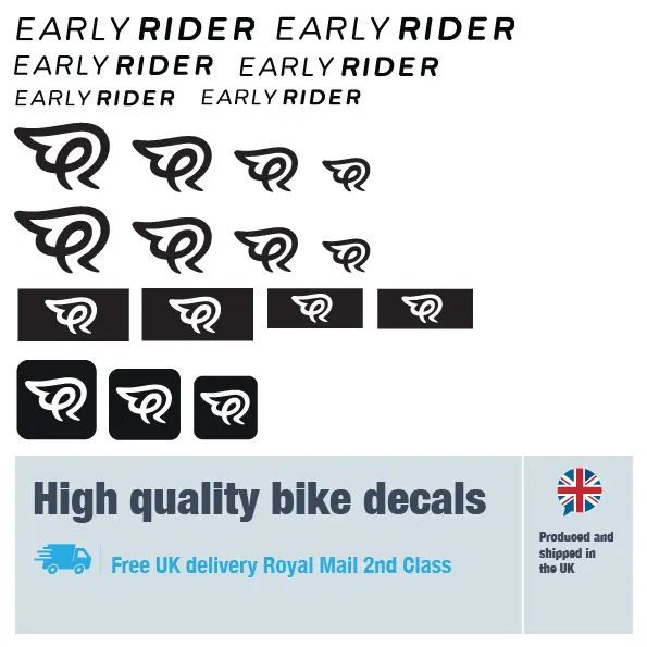 Early Rider Replacement vinyl stickers for Early rider frames