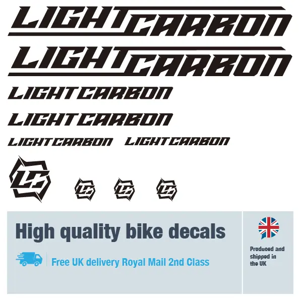 Lightcarbon 2026 bike decal set. Replacement vinyl stickers for Lightcarbon bike frames.