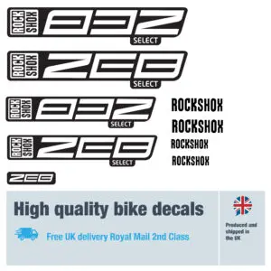 Rockshox ZEB Select blocked fork decal set. Replacement vinyl stickers for Rockshox forks