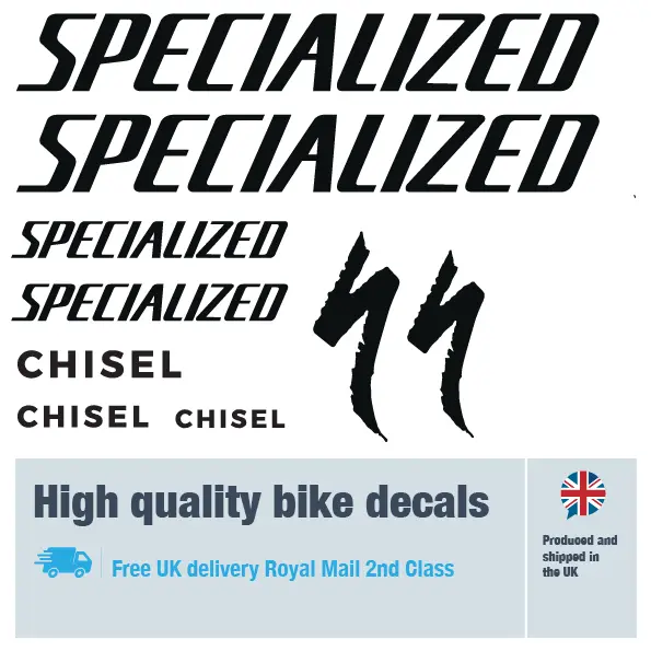 Specialized Chisel bike decal set. Replacement vinyl stickers for Specialized bike frames.
