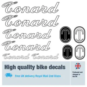 Tonard bike decal set. Replacement vinyl stickers for Large Scott bike frames.