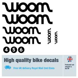 Woom bike decal set. Replacement vinyl stickers for Large Scott bike frames.