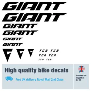 Giant TCR bike decal set. Replacement vinyl stickers for Giant bike frames.