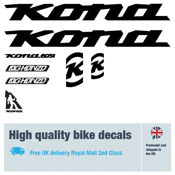 Kona Big Honzo bike decal set. Replacement vinyl stickers for Kona bike frames.