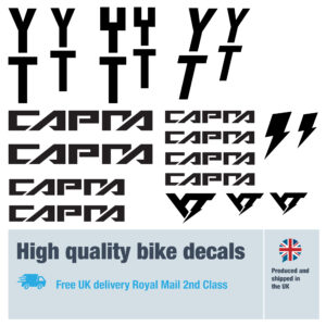 YT Capra bike decals labels with free bike protection (35 pack) - 17 colours