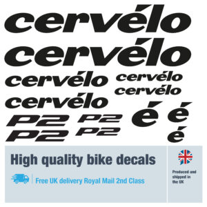 Cervelo P2 new bike decals labels with free bike protection (28 pack) - 20+ colours