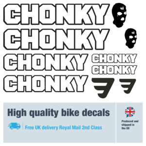Mafia Bikes Chonky (outline) bike decals labels with free bike protection (26 pack) - 20+ colours