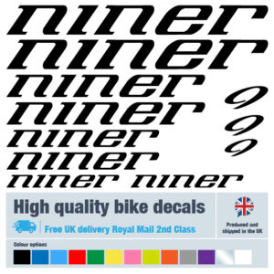 Niner bike decals labels with free bike protection (26 pack) - 20+ colours